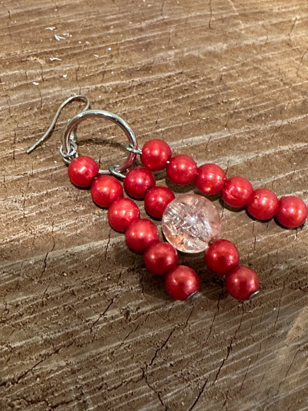 Red Beaded Dangle Earrings - Unbranded - Picture 4 of 4